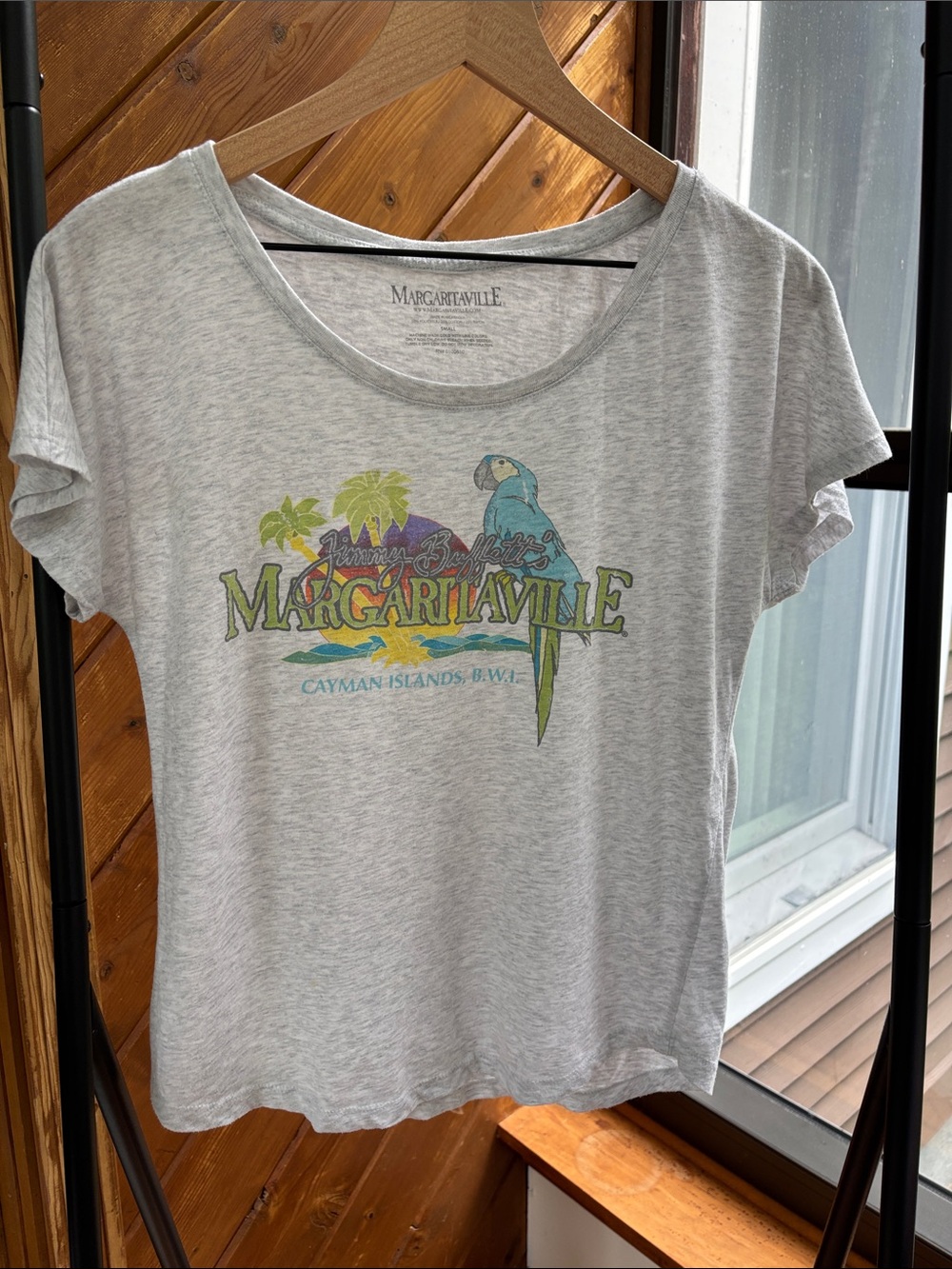 Margaritaville Light Gray Short Sleeve Tee with Parrot Graphic